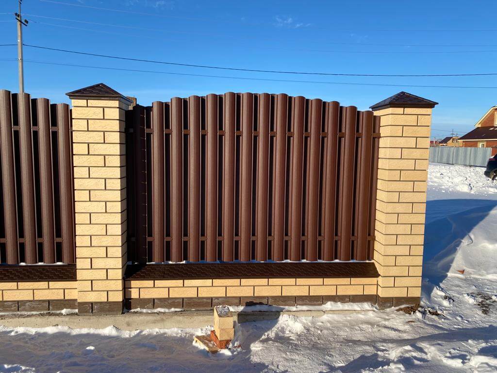 Забор из евроштакетника 57м RAL8017/8017 Шоколад двухсторонний МАТТЕ в Элисте